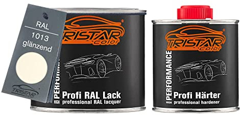 TRISTARcolor RAL 1013 Perlweiss 2K Autolack glänzend 0,75 Liter / 750 ml Dose inkl. Härter