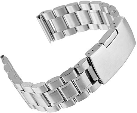 Weimob Unisex Edelstahl Uhrenarmband 20mm Silber mit Faltschließe Länge Verstellbar wa006-20-weimob EINWEG