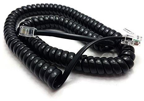 MainCore 3m long RJ10 Plug to RJ10 Plug Coiled Telephone Handset Reciever Cable Lead (Available in 1.5m, 2m, 3m, 5m) (3m)