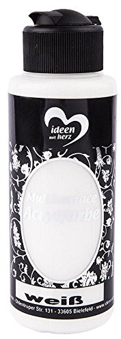 Ideen mit Herz Acrylfarbe Multisurface | Allzweckfarbe zum Bemalen von Holz, Glas, Polyester, Keramik, Porzellan, Terracotta, Styropor, Stoff, Leder | Universalfarbe auf Wasserbasis | 120ml (weiß)