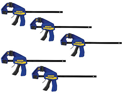 IRWIN QUICK-GRIP One-Handed Bar Clamp, Medium-Duty, 12, 5 Pack, 1964718