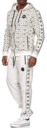 Redbridge Joggingdräkt för män, joggingset, sweatpants combi allover premium, Vit, S