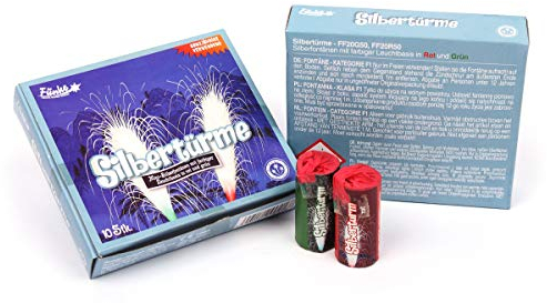 vama Funke Silbertürme Mini Vulkan Gartenfeuerwerk Silvester Feuerwerk Fontäne Zaubersterne Sternenregen Funkenregen (1 Schachtel)