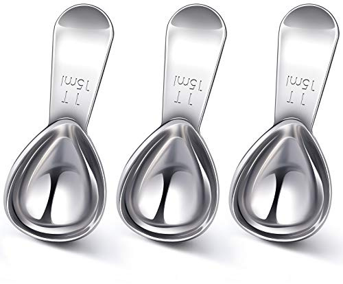 Patelai 3 Pieces Coffee Scoop Tablespoon Measuring Spoons Stainless Steel Coffee Scoops Short Handle Tablespoon for Tea Sugar Kitchen Gifts(15 ml,Silver)