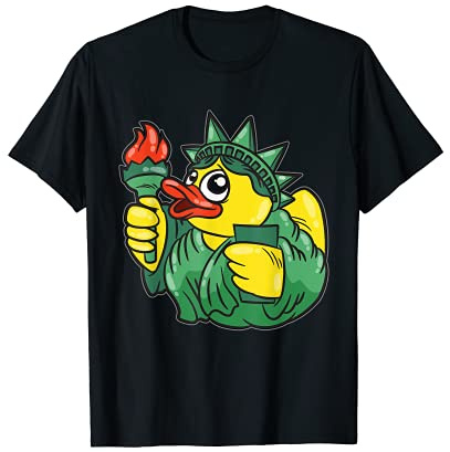 Statue of Liberty Rubber Duck 4 th of July Independence Day Women Kids Men T-Shirt