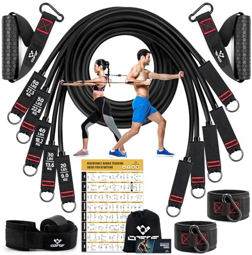 Resistance Bands Set with Handles, Exercise Bands Stackable up to 150lbs