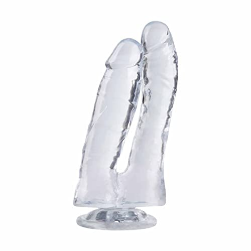 Lifelike Lover Luxe Double Ended Realistic Dildo - Huge Silicone Dildo with Strong Suction Cup - Transparent