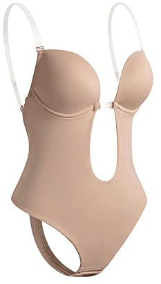 Plunge Backless Body Shaper Bra, Deep V-Neck Backless Bodysuit, Shapewear U Plunge, With Invisible Clear Silicone Back Strap, Shapewear For Women's Tummy Control, for Low Back Dress