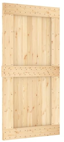 vidaXL Tür, Schiebetür mit Schiebetürbeschlägen, Holztür Schiebetürsystem für Schlafzimmer Scheunen, Innentür Zimmertür, Massivholz Kiefer