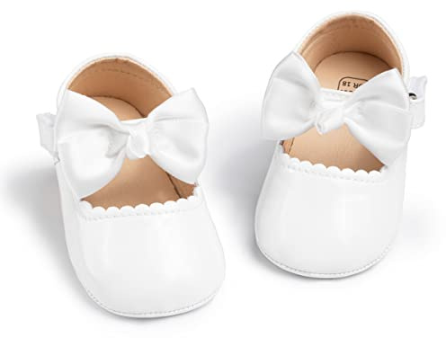 CENCIRILY Baby Girl Mary Jane Shoes Anti-Slip First Walking Bowknot Soft Sole Princess Wedding Dress Flats for 0-18 Month
