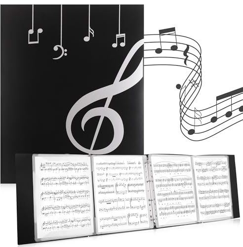 JIANTA Carpeta de Partituras Desplegable con Tapas Transparentes para Coro, Negra para Piano, Guitarra y Violín