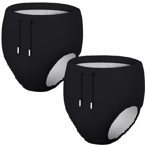 Glitopper 2 Pcs Youth Swim Diaper Special Needs Reusable Cloth Diaper Covers Waterproof Incontinence for Swimming, Unisex(Black,10-12T)