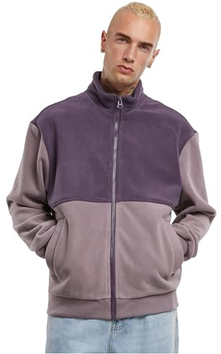 Urban Classics Colour Block Polar Fleece - Giacca da uomo in pile, leggera, bicolore, vestibilità regolare, Viola chiaro/viola, XXXXXL