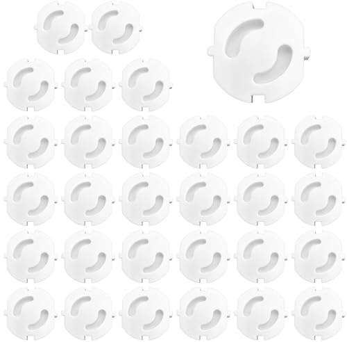 JJZGPP 30 Stück Steckdosen Kindersicherung, Steckdosenschutz zum Stecken, Steckdose Kindersicherung, Babysicherung Steckdose, Steckdosensicherung (Weiß)
