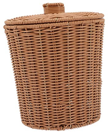 Garneck Cesto Portaoggetti Bagno in Pp con Coperchio, Contenitore Porta Oggetti Marrone per Camera da Letto e Nursery, Pratico Assistente la Conservazione