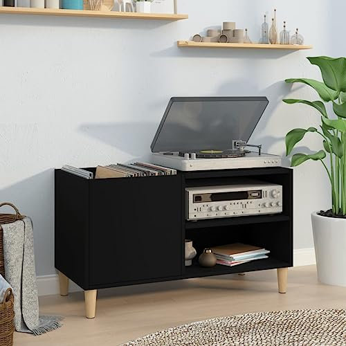 ShGaxin Mobile per dischi in compensato nero 84,5 x 38 x 48 cm, scaffale CD, mobile giradischi, mobile per disco, mobile per vinile, mobile per giradischi - 831942