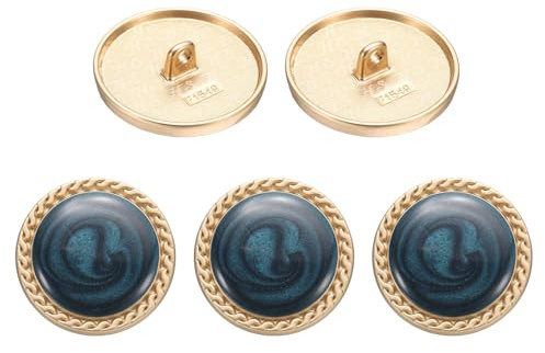 QUARKZMAN 5pz Pulsante Vintage in Metallo 25mm Pulsante da Cucire in Metallo Tondo Lega Pulsante di Ricambio per Abiti da Donna Cappotto in Lana Camicia Abito Artigianato da Cucito, Blu Navy