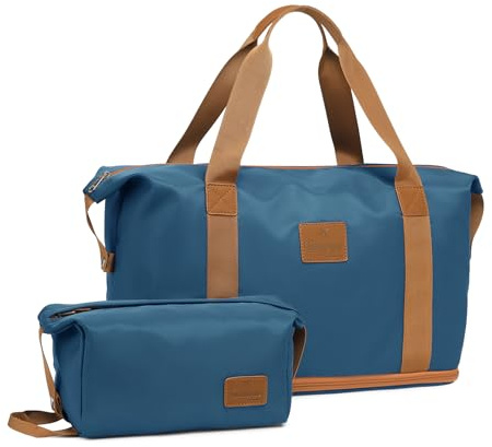 Joyway Borsa da viaggio da donna, borsa sportiva pieghevole Overnight Weekend Bagaglio a mano per donna, viaggi brevi, vacanze, sport Palestra Borsa da viaggio impermeabile Blu Navy