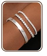 ADRAMATA 3Pcs 925 Sterling Silver Bracelets for Women Girls Adjustable Stackable Bracelets Set Layered Chain Bracelet Silver Bangles for Womens Ladies with Gift Box