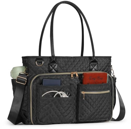 APXEL Borsa Porta Pc, Cartella Leggera Espandibile Impermeabile, Insegnante, Borsa Ufficio, Lavoro Donna per Pc 14/15.6, Con Tasche Isolate, Per Viaggi/Affari/Scuola/Uomini/Donne-Nero