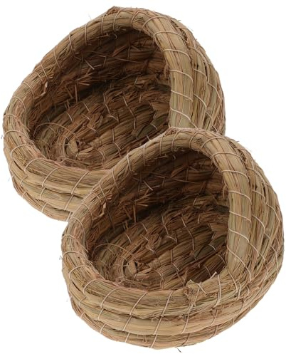 PERSELOSO Lot de 2 nid de poule en paille naturelle tissée en forme de pantoufles offrant un espace privé pour pondre les œufs et l'incuration pour les poules et les petits animaux