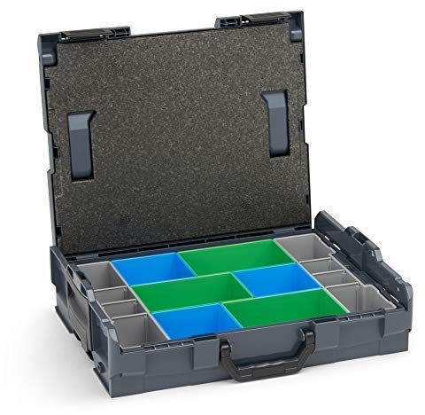 Bosch Sortimo Werkzeugkoffer-Set • L-Boxx 102 anthrazit • bestückt mit Ordnungssystem Insetboxen-Set CD3