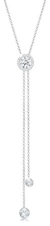 Elli PREMIUM Halskette Damen Halskette Y-Chain Kreis Geo mit Kristalle in 925 Sterling Silber