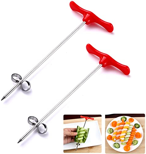 2pcs Vegetables Spiral Knife Carving Tool Carrot Cucumber Manual Spiral Screw Slicer Cutter Spiralizer, Fruit Corer and Veggie Spiralizer for Coring and Hollowing Out Zucchini, Potatoes, Carrot, Apple