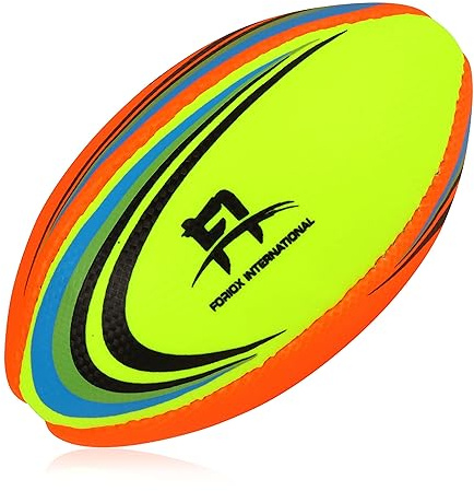 Foriox International Rugby Ball Size 2, 3, 4 Training Ball Soft Touch Perfect RugbyBall Night (Size 2, Yellow)