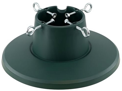 GEEZY Traditional Christmas Tree Stand, Solid Frame, Strong Plastic Holder, Adjustable Holder, Green (Trunk Diameter 3.5-10.5 cm (Plastic))