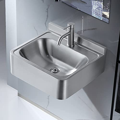 Stainless Steel Washbasin, Wall-Mounted Corner Washbasin, Mini Triangle Sink with Drain for Bathrooms, Bars, Cafes, Save Space (Color : Silver, Size : D(43x41.2x15cm)) (Silver C (43x41.2x15cm))