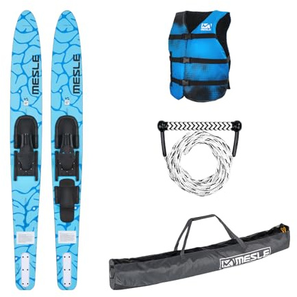 MESLE Wasser-Ski Set Strato 170 cm mit Weste Sportsman + Leine Combo + Tasche Universal, Anfänger und Fortgeschrittene Combo-Ski für Erwachsene