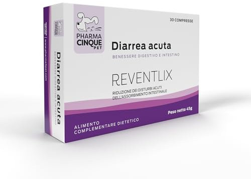 PHARMACINQUEPET – REVENTLIX Integratore Per Cani E Gatti, Calma Velocemente La Dissenteria E Regolarizza L’intestino, Con Ingredienti Naturali. Alta Appetibilità. 30 Compresse.