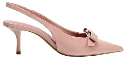 BAISOILIHA Donne Cinturino sul retrò Heels in A Faux Patent Pelle Sintetica Finish Pump Bow Detail Fibbia Closure Thin Heel Appuntito Sposa Festa Le Signore Ragazze Rosa Numero 38