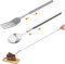 Lot de 2 Cuillère Fourchette Extensible,Fourchette Extensible pour Barbecue,Cuillère Télescopique s'Étend Jusqu'à 64cm,Simple et Portable Cuillère Télescopique en Acier Inoxydable pour Dessert,Fruits