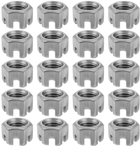 ECSiNG 20 Piezas Tuercas Hexagonales Ranuradas M12 X 1,25 Mm de Acero Al Carbono de Grado 4,8 para La Industria Mecánica Garajes Muebles para El Hogar Y Sujetadores