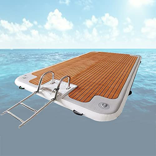 Grand Matelas Gonflable Flottant pour île avec échelle en Acier Inoxydable, Quai Flottant Gonflable, Quai Flottant pour lac, 1,5 x 2,5 m/4,9 x 8,2 Pieds