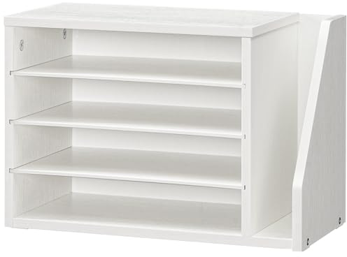 HOOBRO Skrivbordsregister, skrivbordsorganisatör, dokumentarrangör i trä, kontorsorganisatör, dokumenthållare för mappar, brev, vit EWT41WF01
