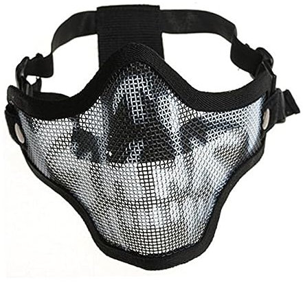 HEMOTON Outdoor Metall Mesh Schutzmaske Taktische Halbmaske Metallgitter für Cs Spiele Atmungsaktives Design mit Verstellbarem Gummiband Camo