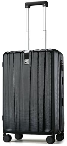 Hanke Handgepäck Koffer PC Hartschalenkoffer mit 360° Spinner Rädern Trolley Reisekoffer mit TSA-Lock 49cm (37L), Schwarz