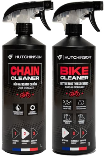 HUTCHINSON – Pack de Limpiador y Desengrasante para Cadena de Bicicleta – Fórmula de Laboratorio Francés – No Deja Residuos – Anticorrosión – Protege los Componentes.