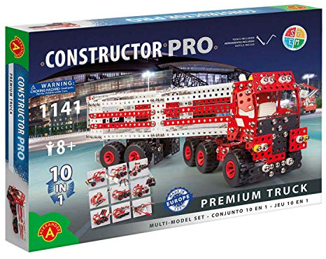 A ALEXANDER 1913 Constructor PRO Premium Truck 10 in 1 Metall Bausatz Set, 1141 Teile Metallbaukasten, Metallbausatz mit XXL LKW und Kunststoff Elementen, Konstruktionsspielzeug für Kinder ab 8 Jahren