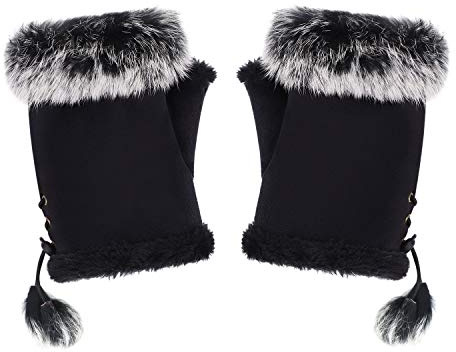 Mitaines Femmes Gants d'hiver Épaisses Chauds Moufle Doux Confort Gants en suède avec Faux Fourrure Gloves pour Ski Moto Vélo Voiture Randonnée Snowboard Camping Cadeau de Noël Anniversaire