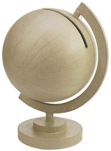 Décopatch EV015C Globus (aus Pappmaché, 23 x 23 x 29,5 cm, zu Personalisieren) 1 Stück natur