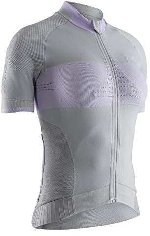 X-Bionic Damen Invent Bike Race Zip, Short Sleeve Shirt, Dolomite Grey/Magnolia Purple, L