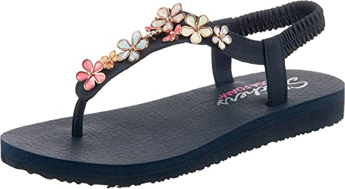 Skechers Damen Meditation Glass Daisy Slingback Sandalen, Navy Mitobuck Rhinestone Trim, 41 EU