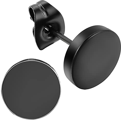 Flongo Ohrringe Edelstahl Unisex Ohrringe für Herren und Damen fake plug Ohrstecker in Mode 3-14mm Größe Ohrschmuck schwarz silber golden fake tunnel Ohrstecker hübsche minimalistische Ohrringe