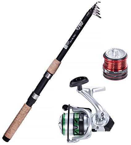 Zite Fishing Angelset Forelle - Forellen Combo Teleskop-Rute 2,40m & Angel-Rolle mit Schnur bespult - Auch für Kinder