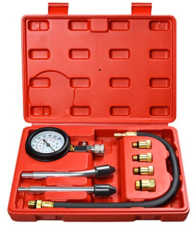 YUENFONG Kompressionsmesser KFZ Auto Motorrad Kompressions Tester Kompressionsprüfer Benzinmotor 0-20 bar oder 0-300 psi Verdichtungsmesser inkl. Koffer