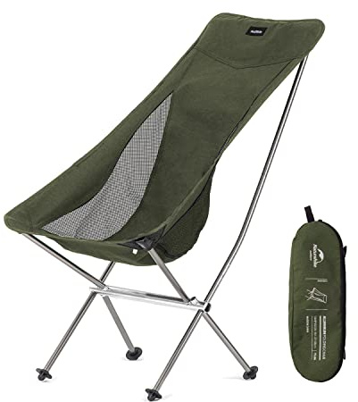 Naturehike Folding Camping Chair, Lightweight High Back Portable Compact Chair, Large Heavy Duty 330lbs for Adults, Hiking Camp Backpacking Festival Travel Beach Picnic Fishing with Storage Bag, Green